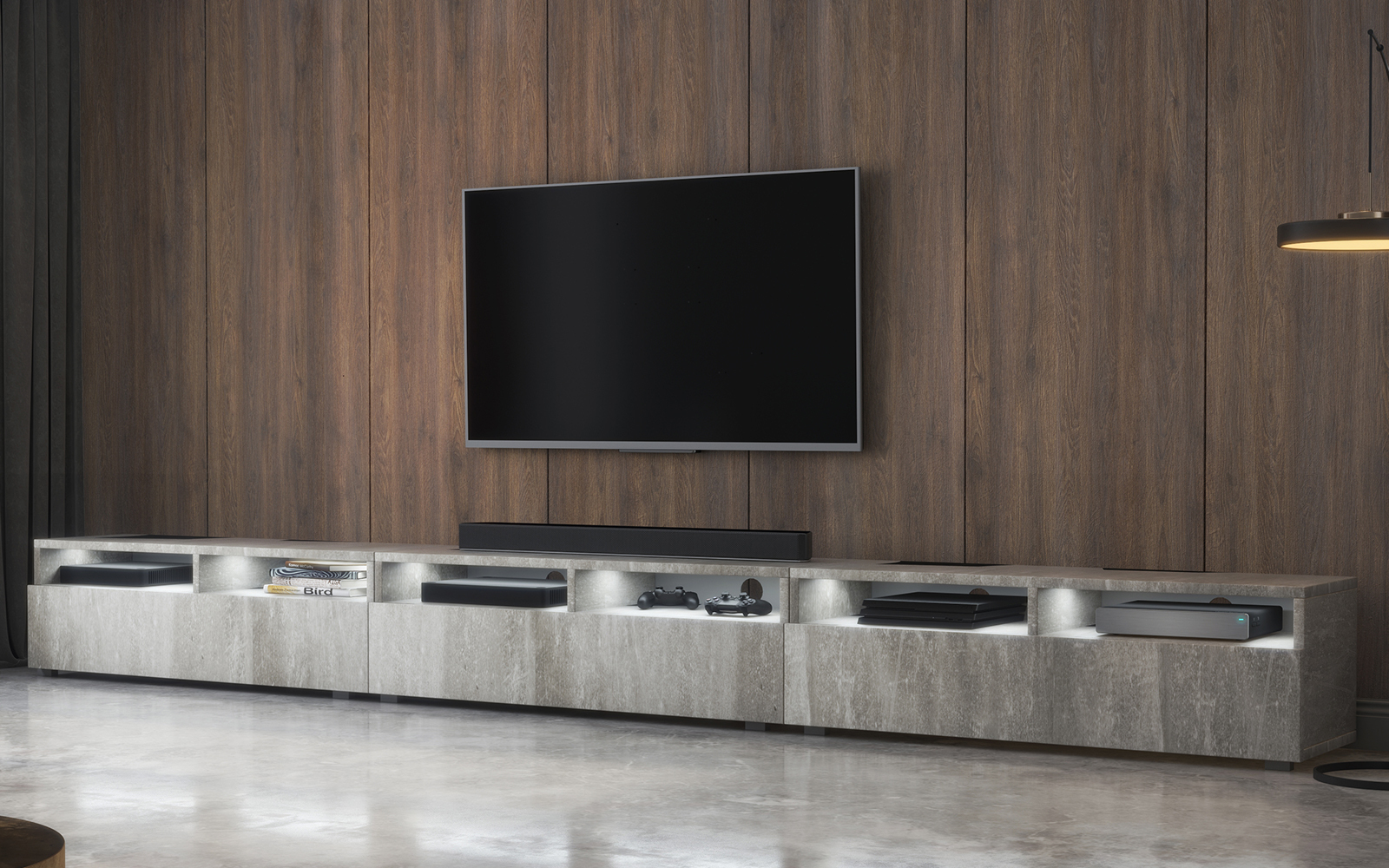 REDNAW Meuble TV moderne 3x100 cm