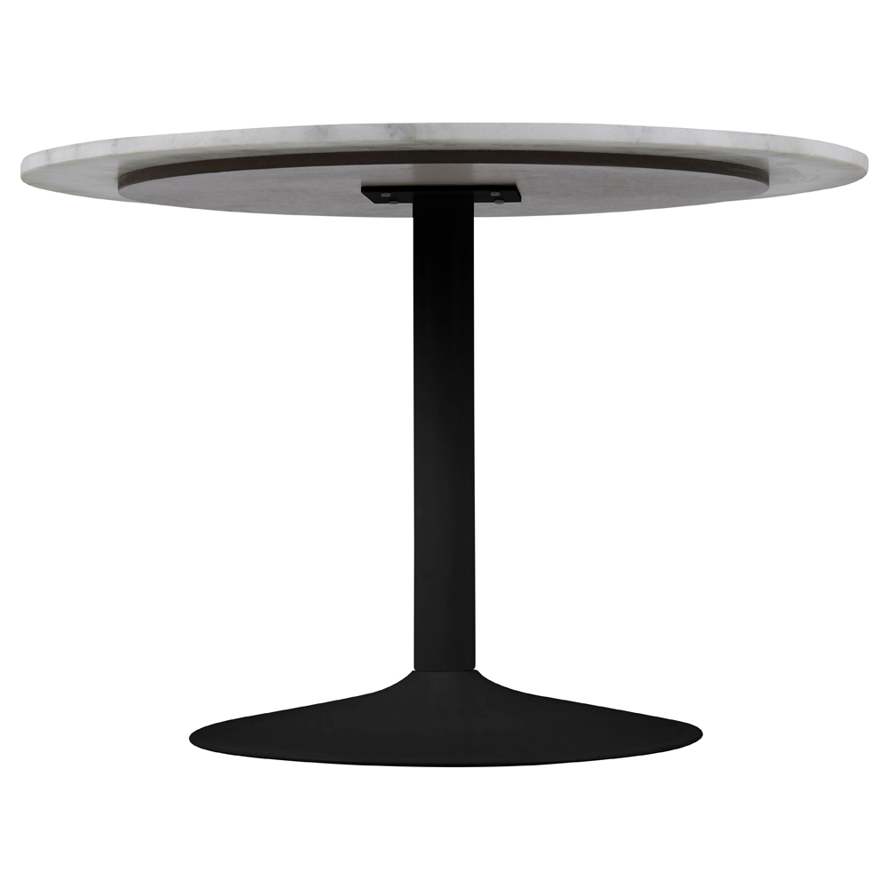 FLIESE Table à manger ronde diamètre 110 cm marbre blanc sur socle noir