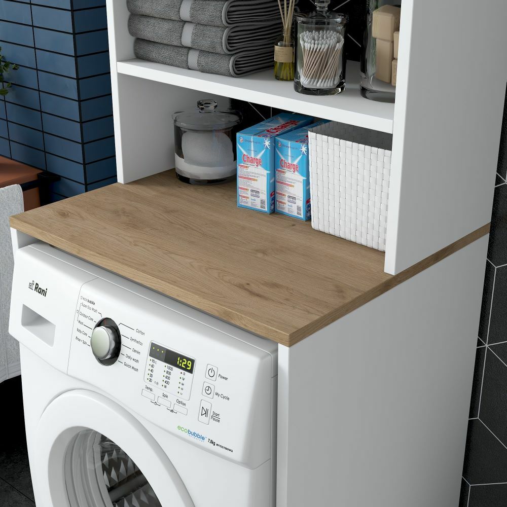 Meuble de salle de bain Kedro pour machine à laver avec rallonge blanche