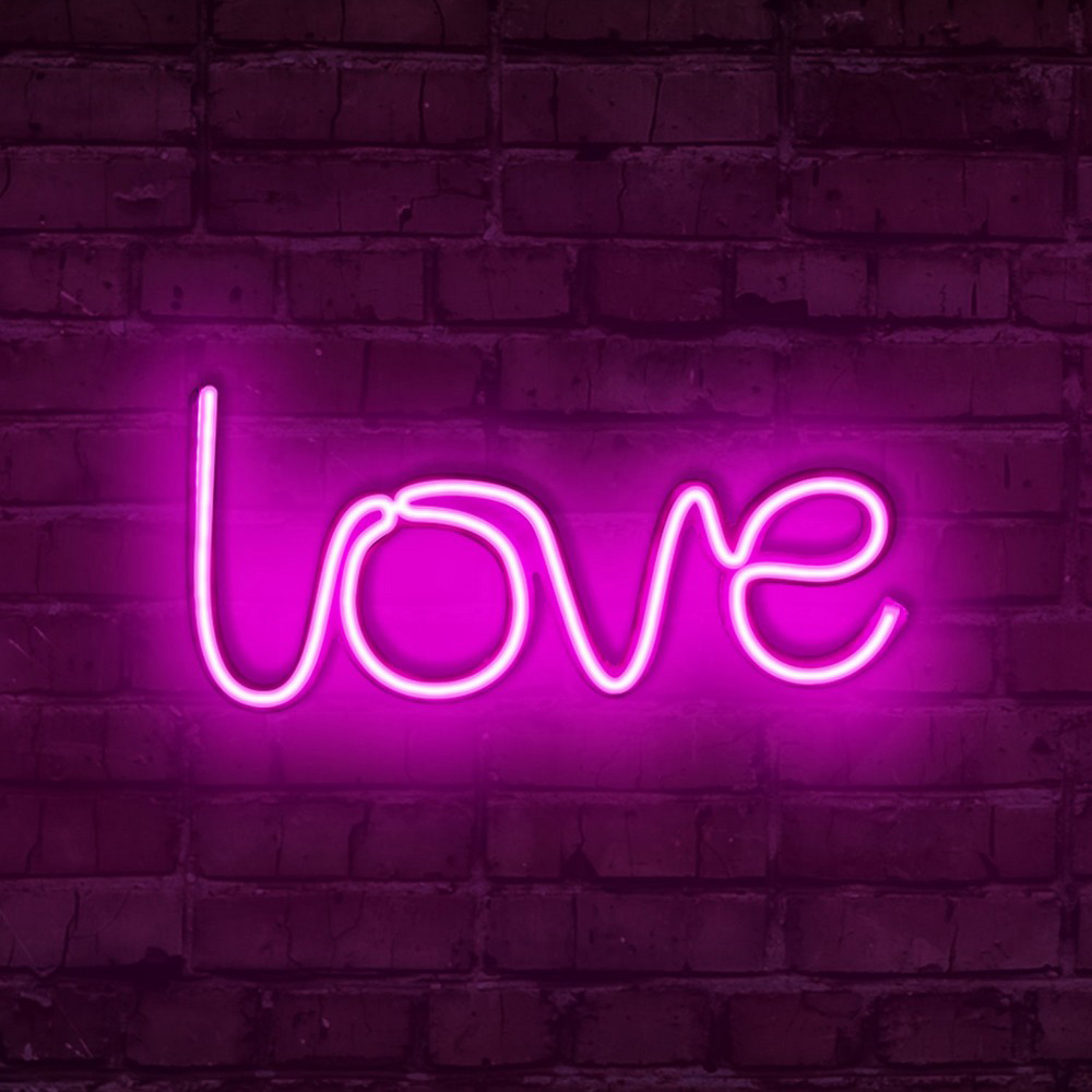 LETELY Enseigne au néon sur le mur avec inscription Love rose