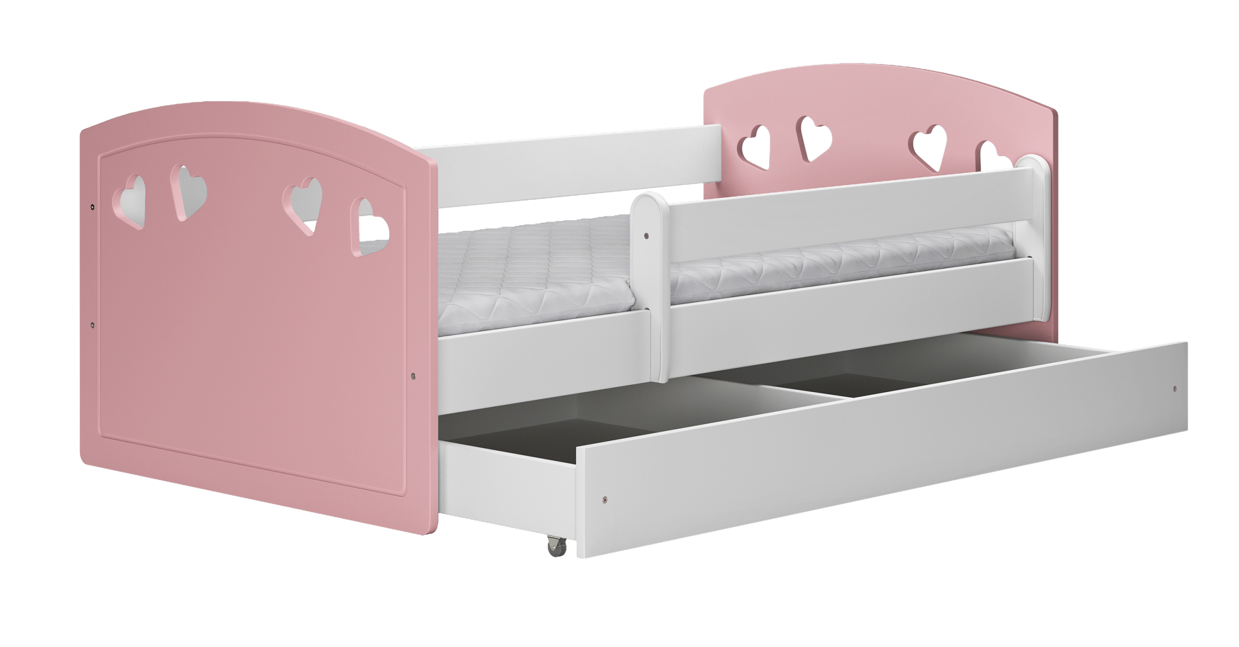 Lit enfant avec barrière de sécurité - DERATA - 180x80 cm - rose poudré /  blanc - avec tiroir de rangement - Cdiscount Maison