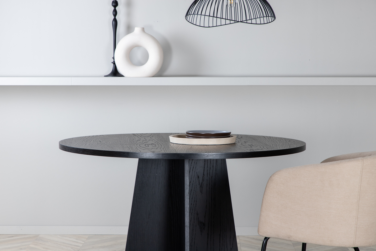 Table à manger Quishly ronde diamètre 110 cm/chêne noir