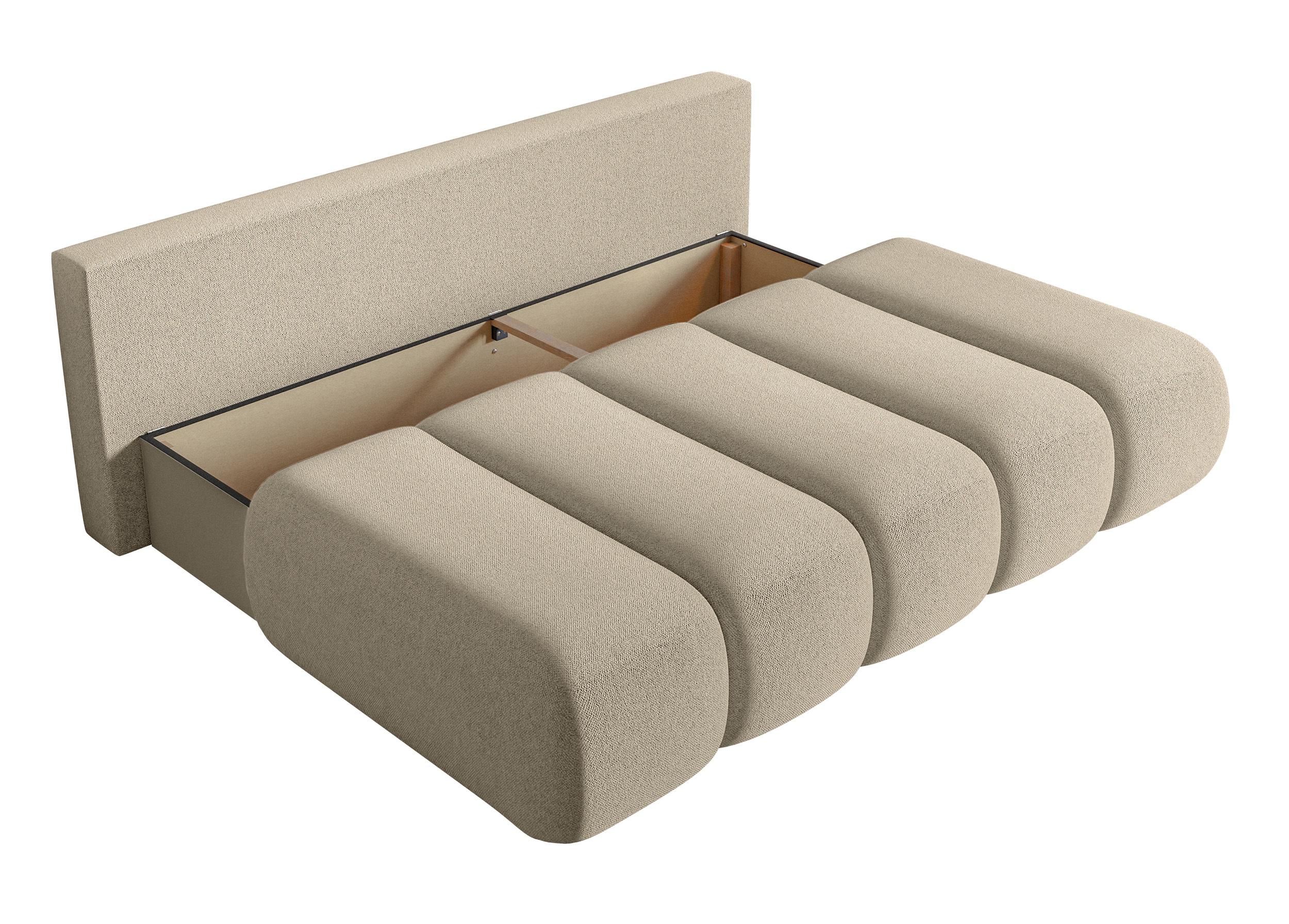 Kanapa trzyosobowa Dandelino Mini z funkcją spania jasnobeżowa szenil