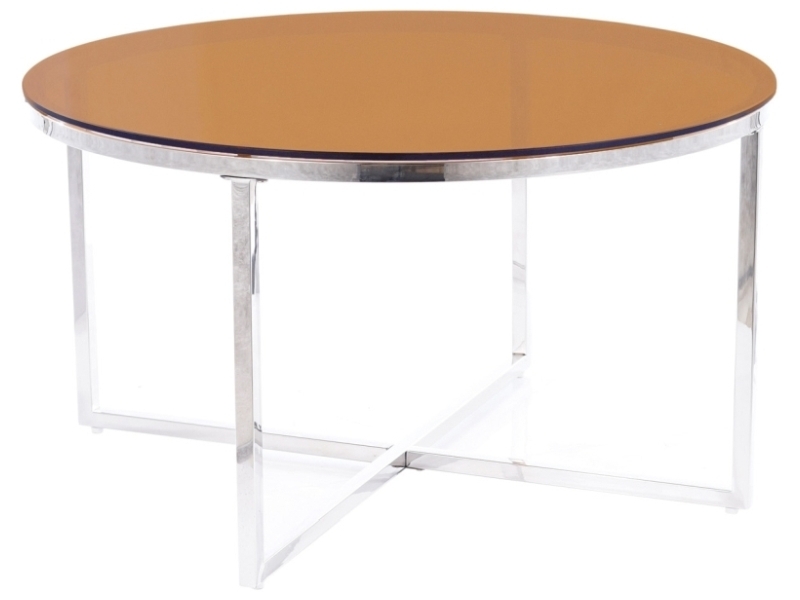Table basse ronde Adonika, diamètre 80 cm, avec un plateau en verre