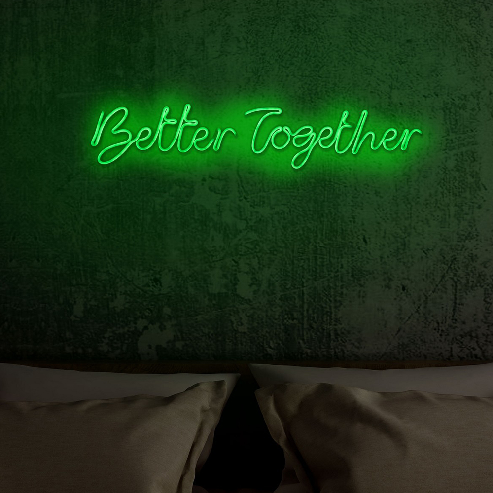 LETELY Enseigne au néon murale avec le mot Better Together vert