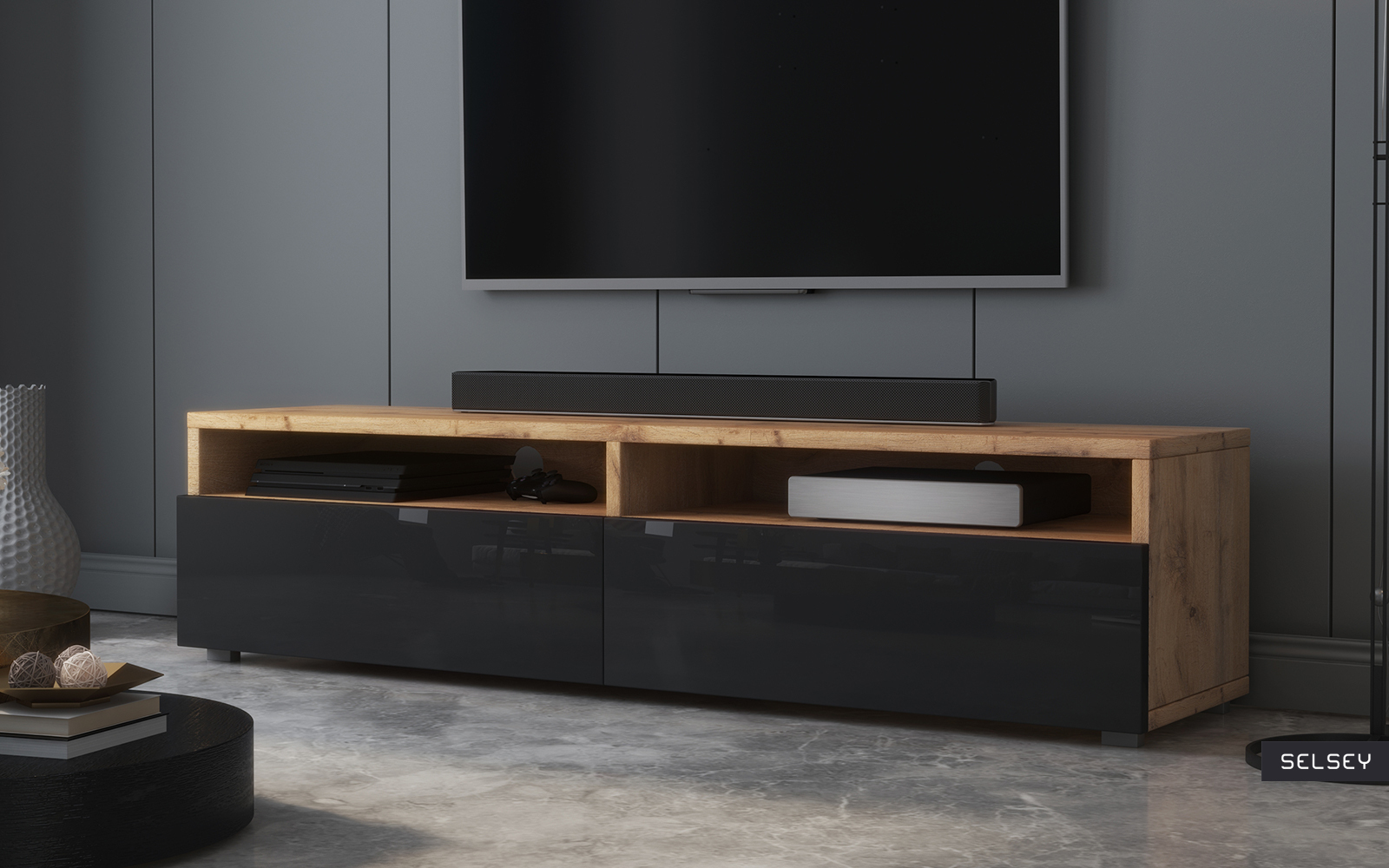 REDNAW Meuble TV moderne 140 cm - Selsey