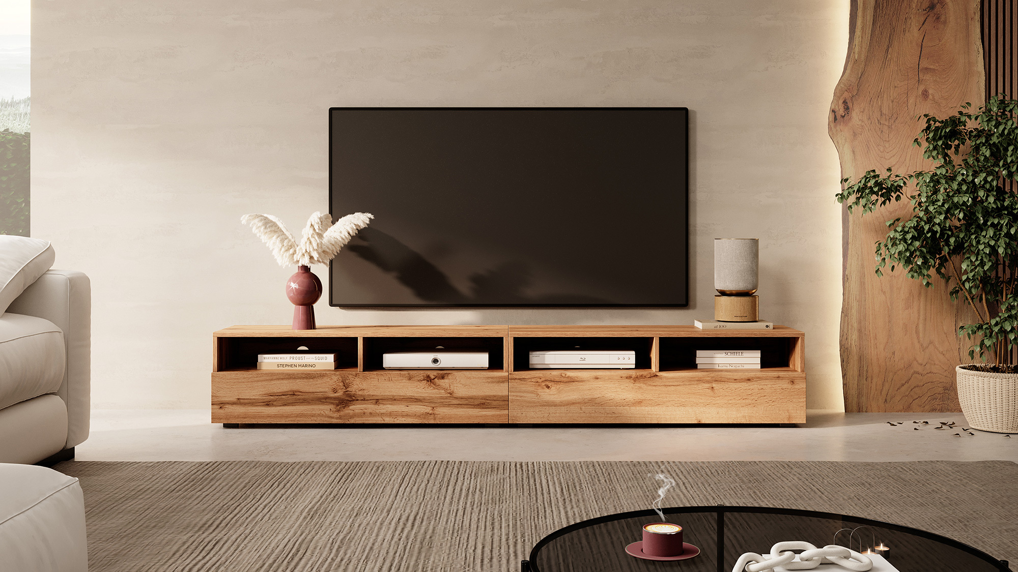 REDNAW Meuble TV moderne 2x100 cm