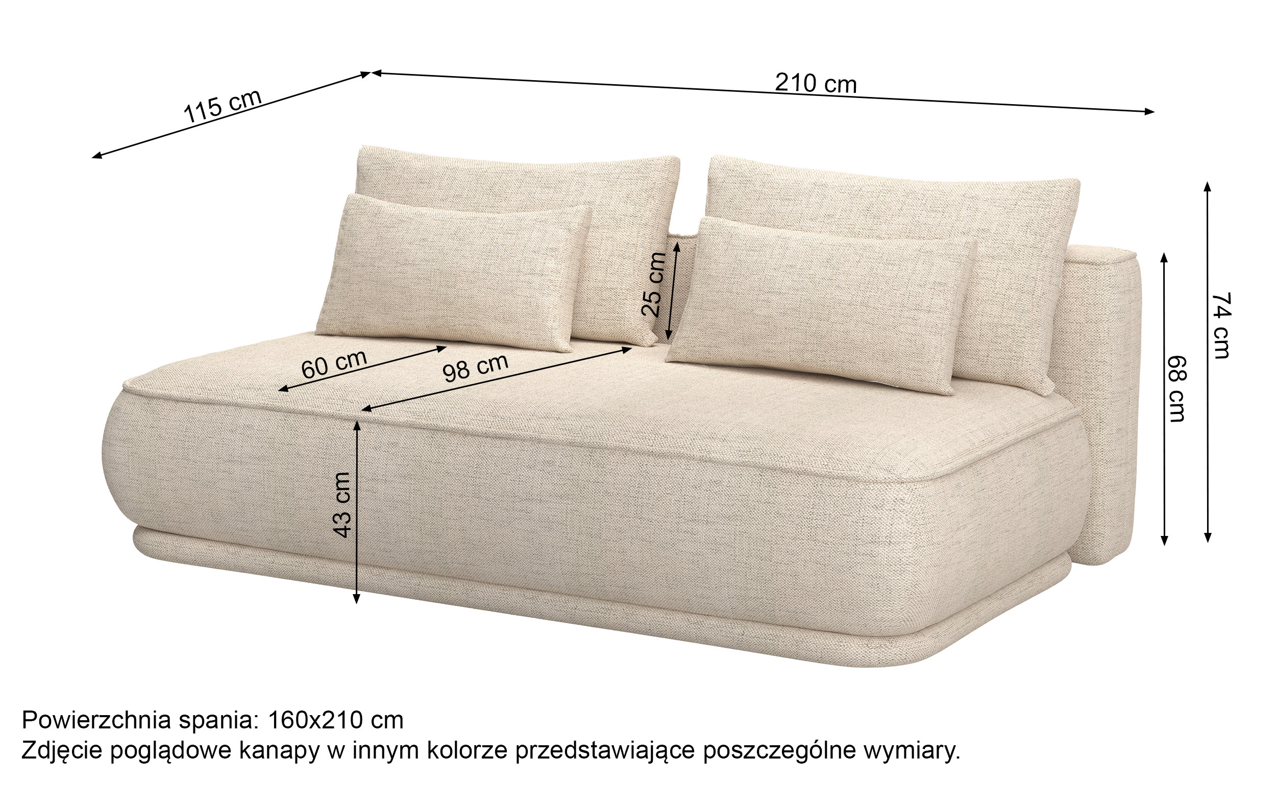 Kanapa rozkładana trzyosobowa Leanno z pojemnikiem ciemnoszara szenil hydrofobowy