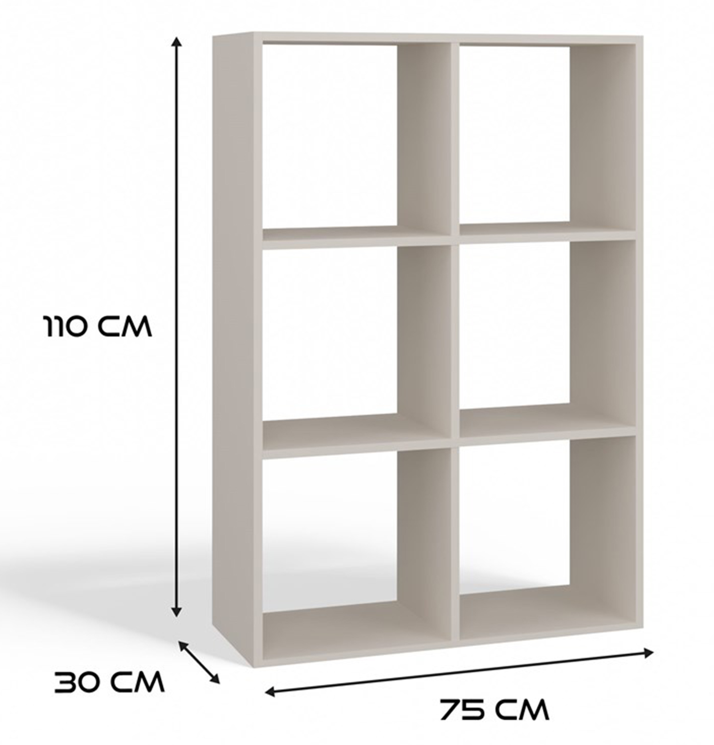 Regał otwarty Malax z sześcioma półkami 110 cm kaszmir