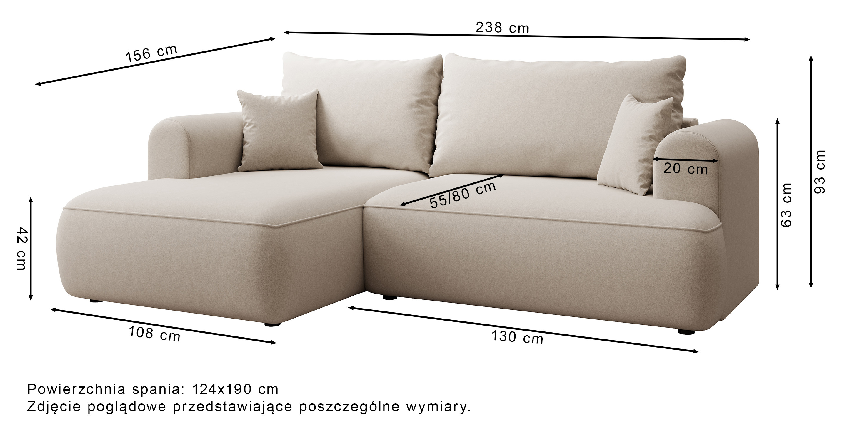 Oliwkowy narożnik Ovo mini L-kształtny z funkcją spania, idealny do nowoczesnego salonu.
