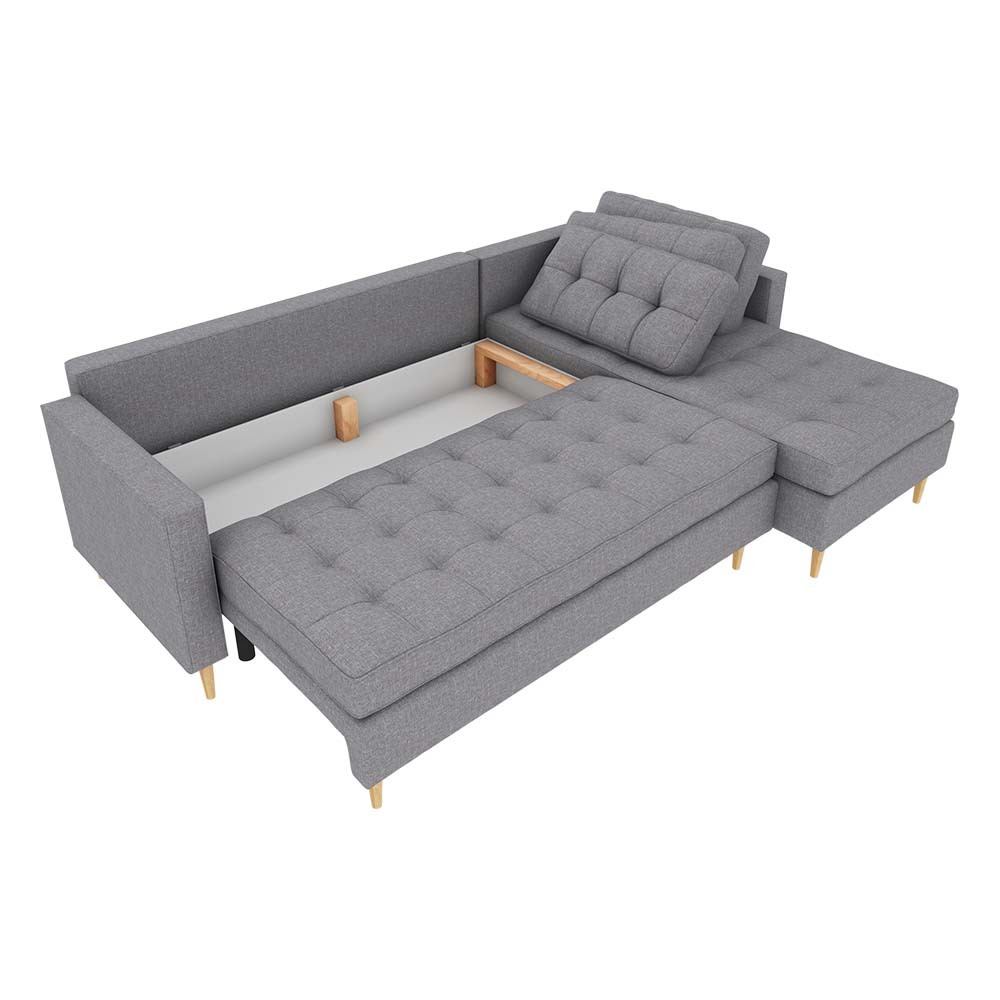 KOPENHAGA Canapé d’angle convertible Sawana 21 pieds bois