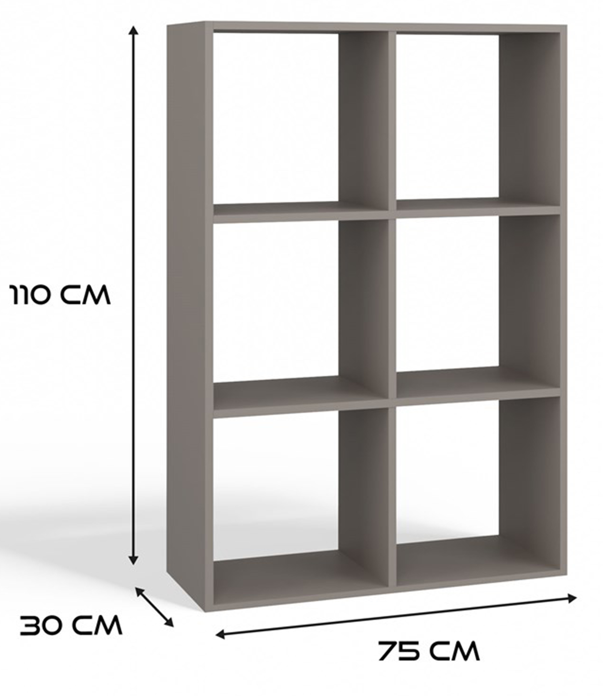 Regał otwarty Malax z sześcioma półkami 110 cm szary
