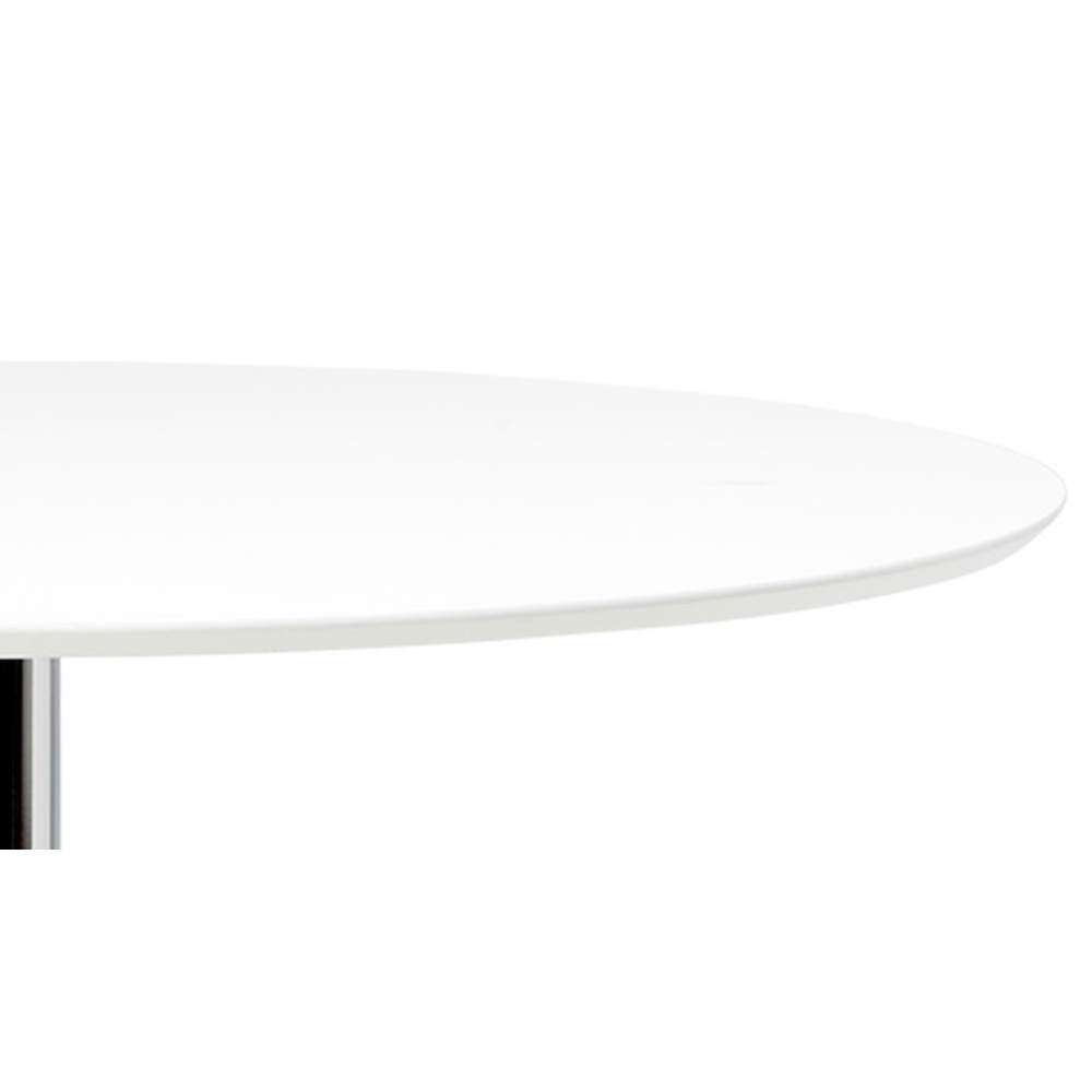 BALSAMITA Table à manger ronde diamètre 110 cm blanche sur pied chromé