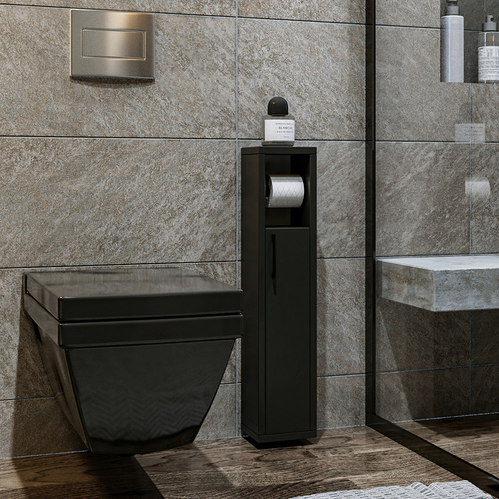Meuble de salle de bain Storve avec support papier noir