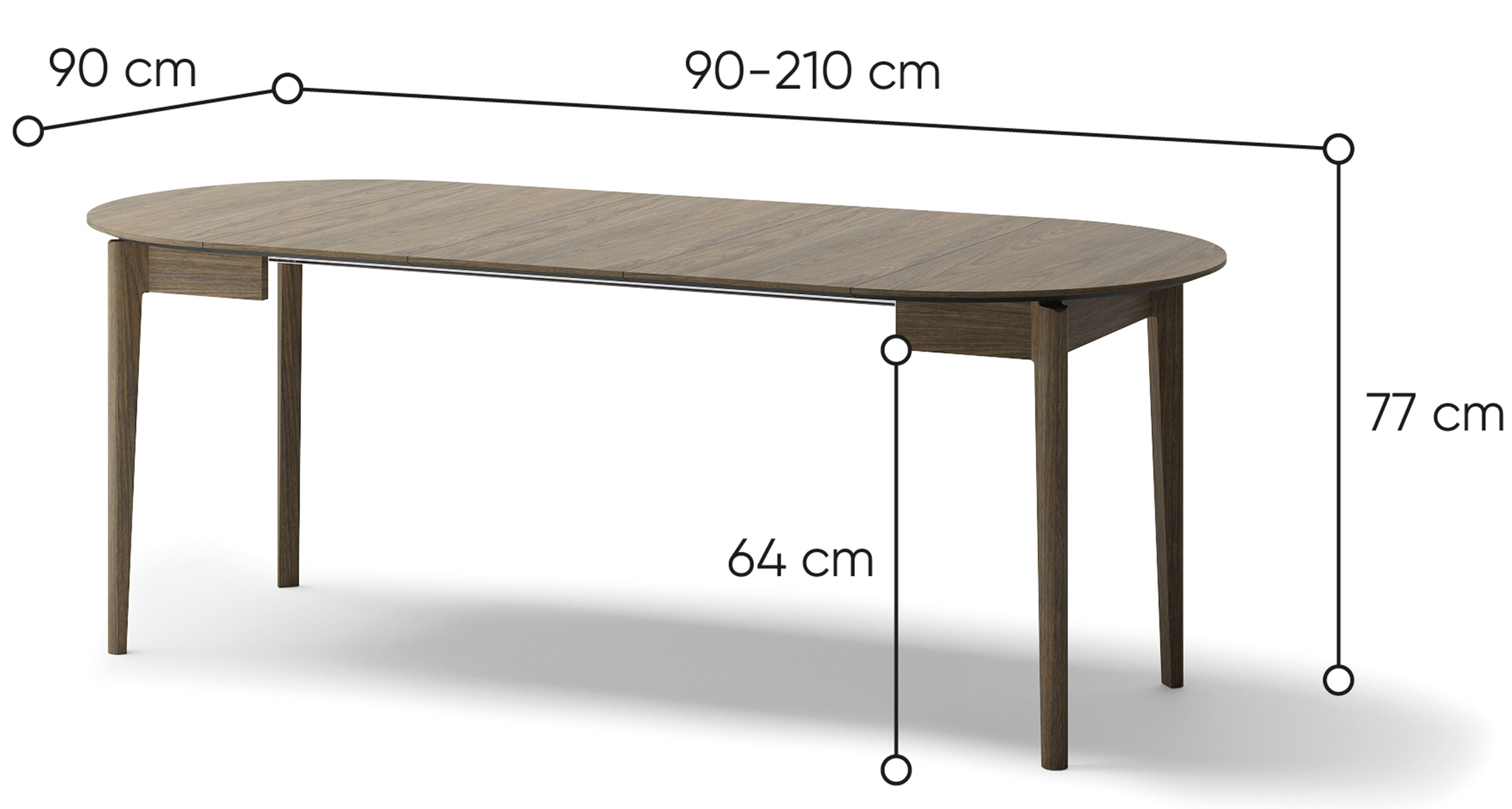 Stół rozkładany Plot 90-210x90 cm dąb ciemny