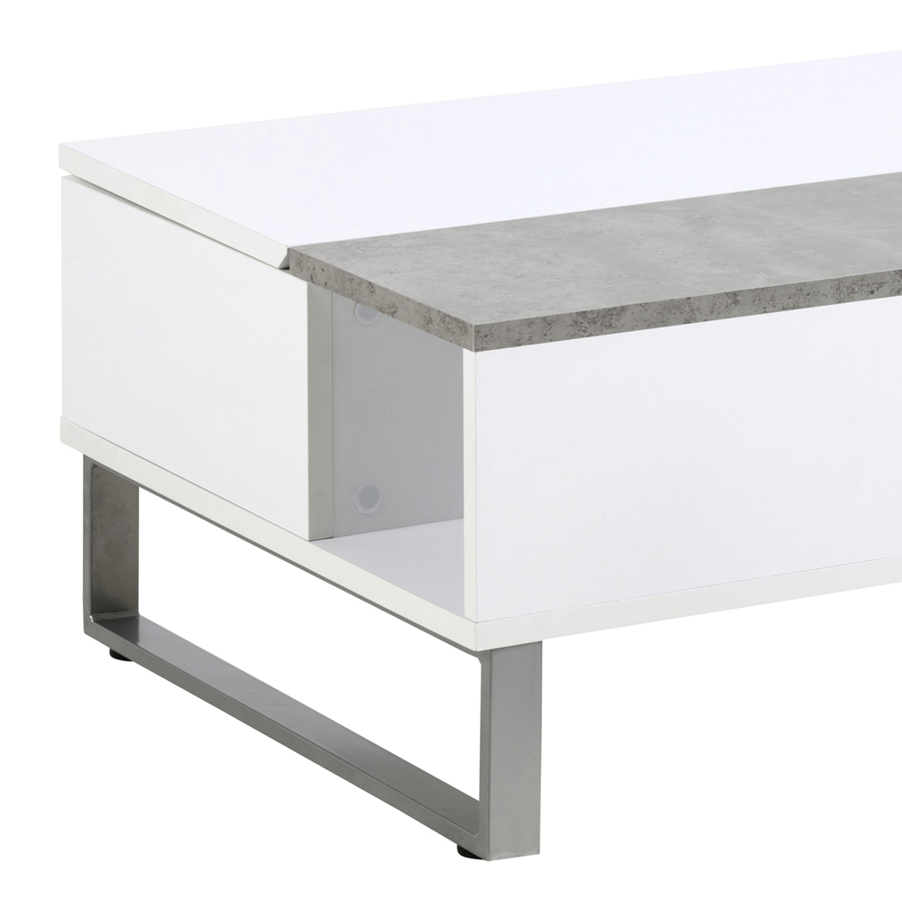 KOSTRENA Table basse relevable contemporaine blanc / béton