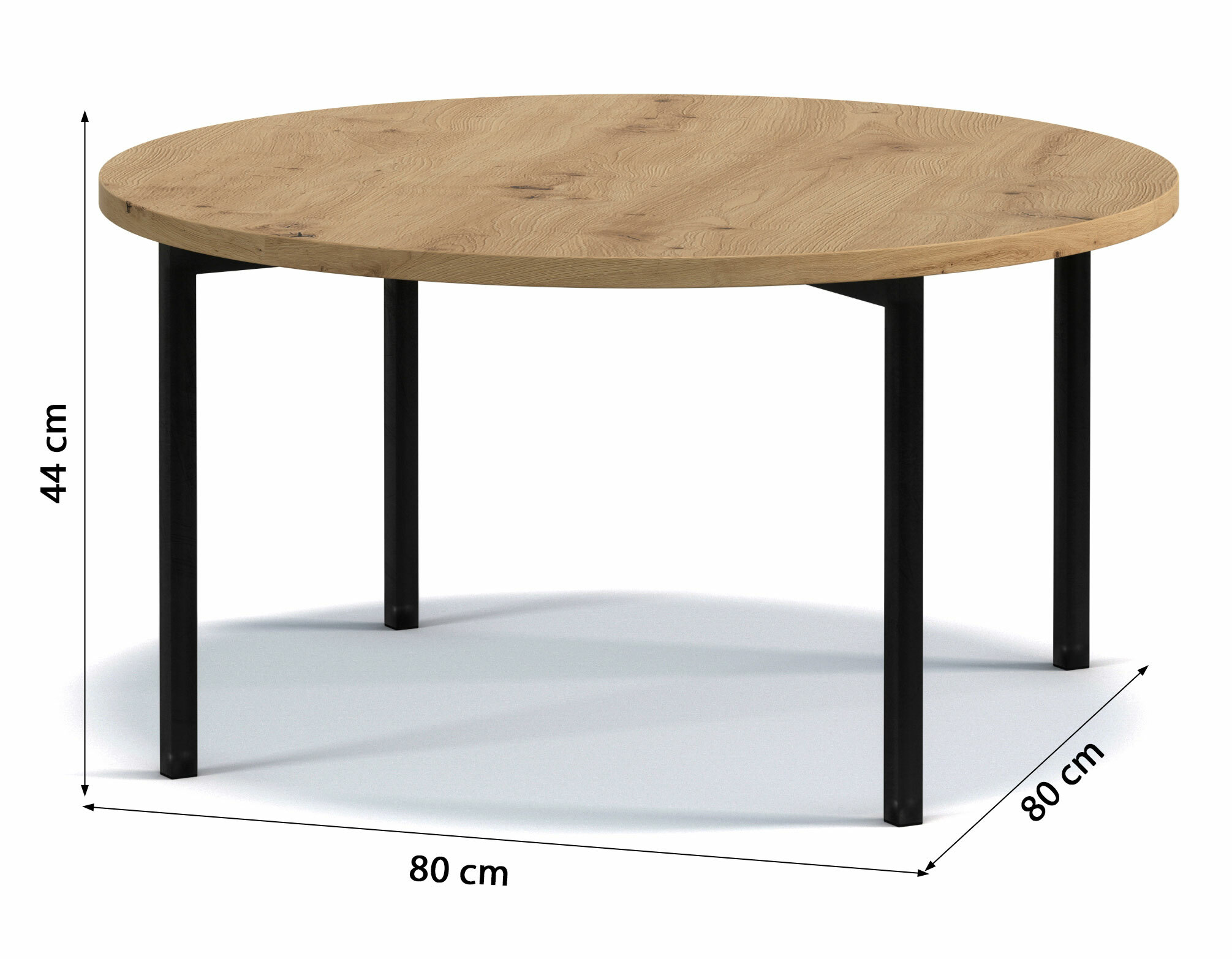 Table basse ronde Kortala 80 cm chêne artisanal