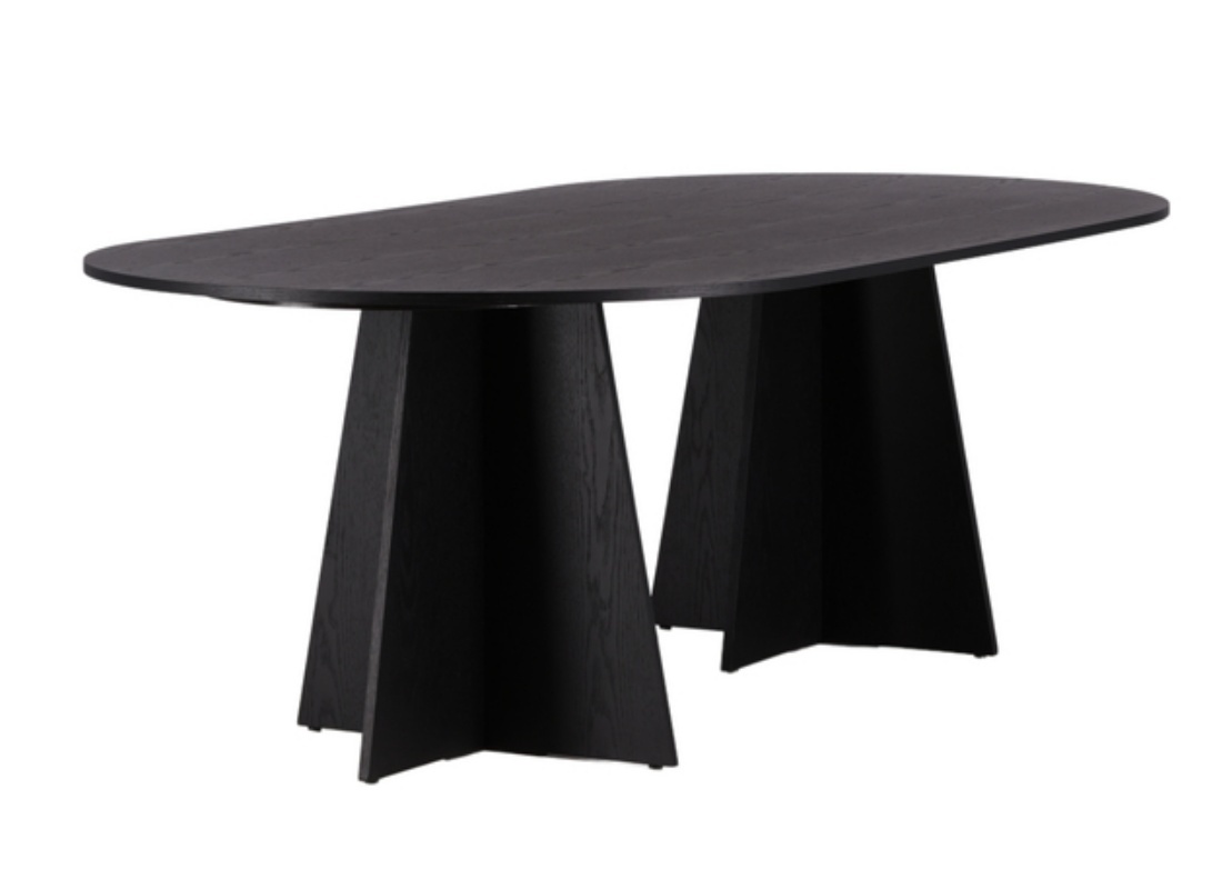 Table à manger ovale Quishly 115x230 cm/chêne noir