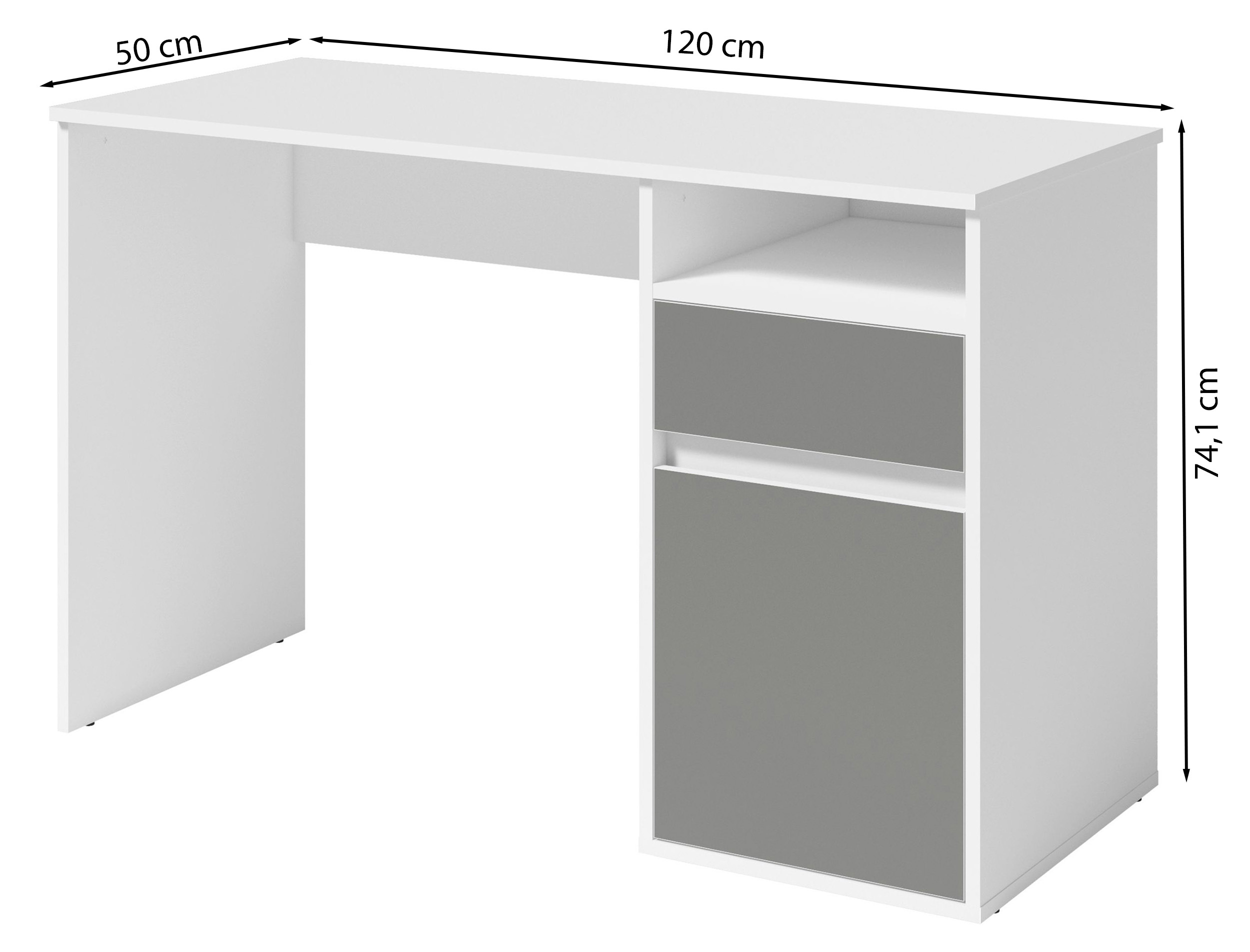 Biurko Billa z szufladą i szafką 120 cm biały / grafit
