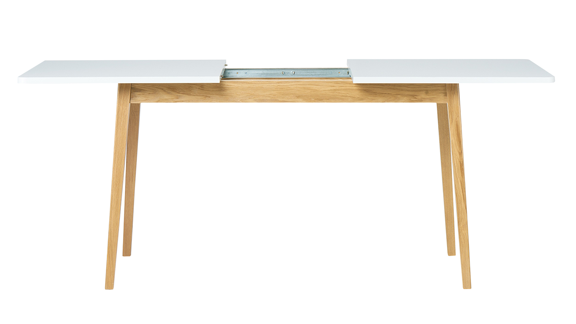 VENEER Table à manger extensible 140-180x80 cm blanc / bois de chêne