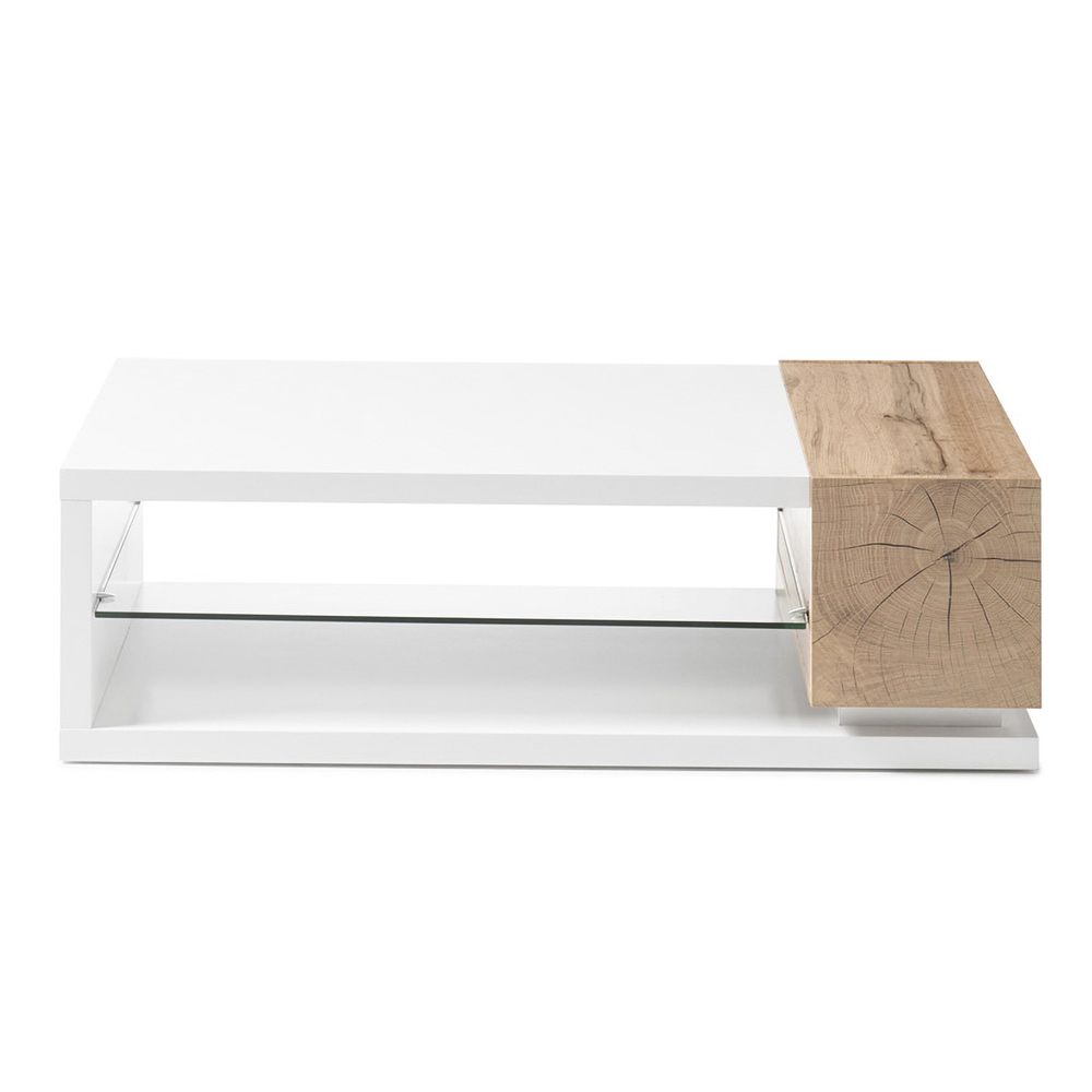 Table basse Peppinot 63x120 cm blanc mat - chêne