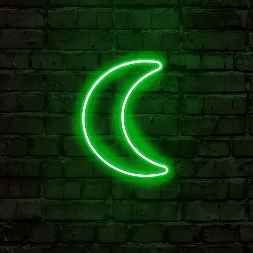 LETELY Enseigne au néon sur le mur en forme de lune verte