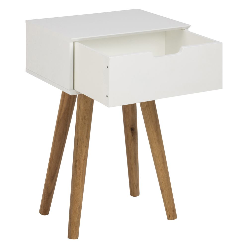 MAUDINE Table de chevet blanche avec un tiroir