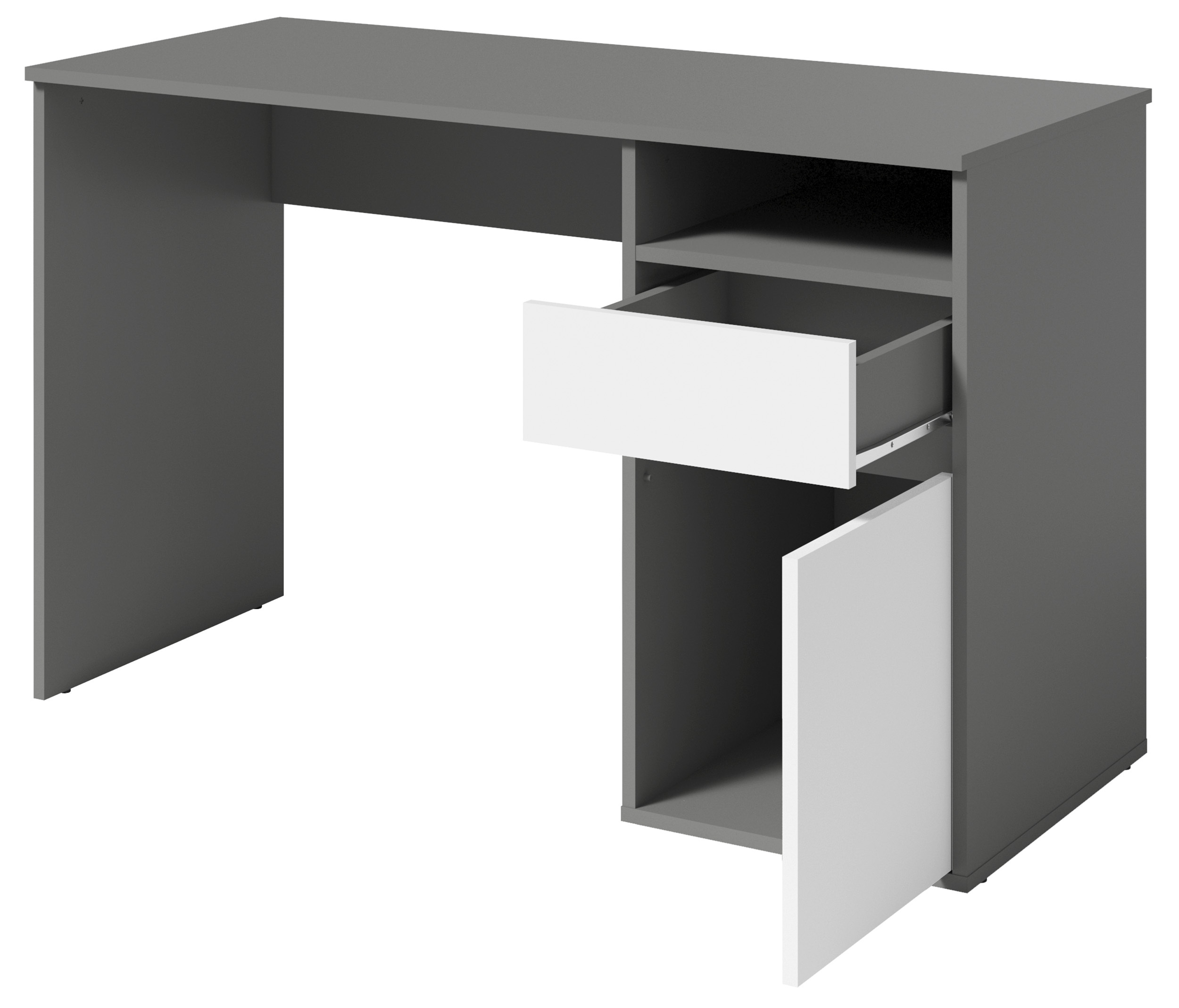 Biurko Billa z szufladą i szafką 120 cm grafit / biały