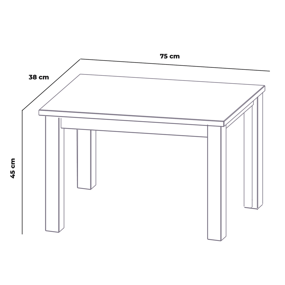 Table basse Silphium 38x75 cm, chêne