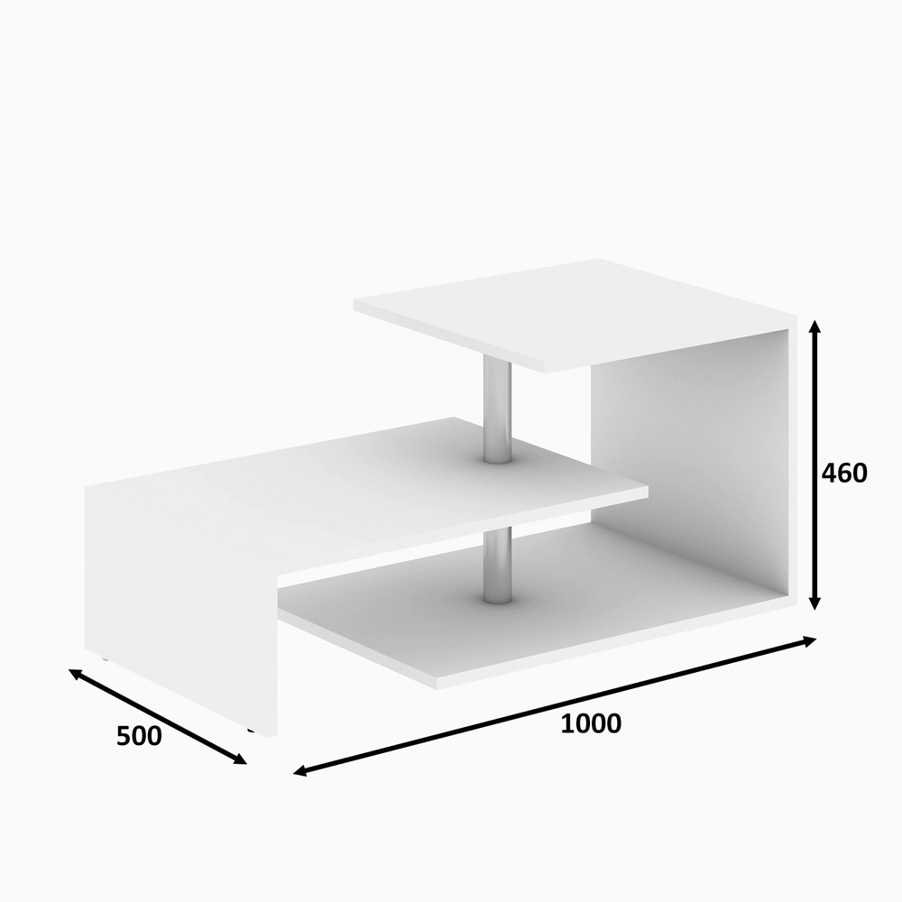 Table basse Dilky de style moderne 50x100 cm blanc