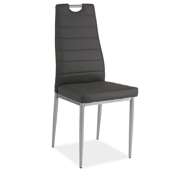 Chaise rembourrée Lastad gris avec une poignée sur une base chromée