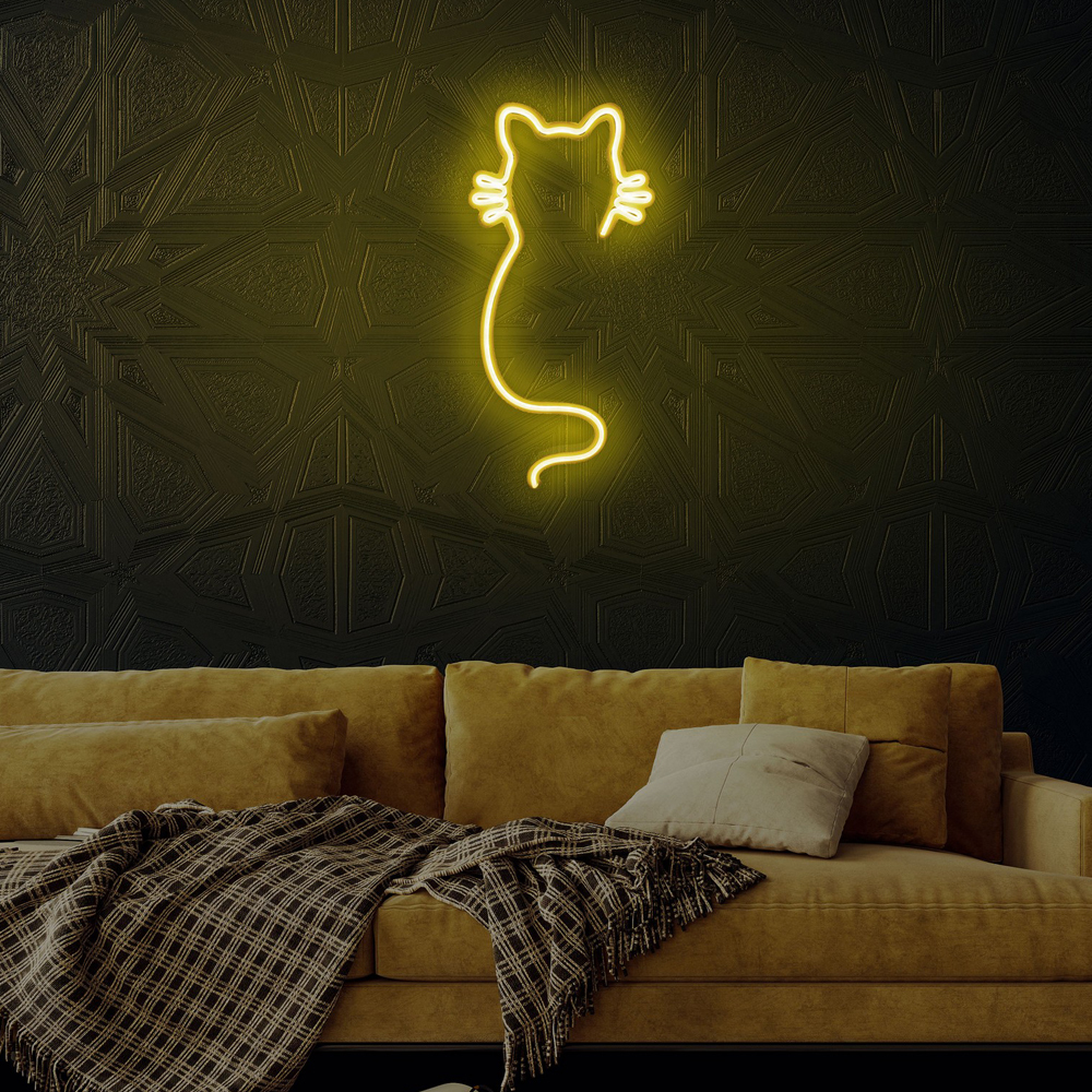 LETELY Enseigne au néon sur le mur en forme de chat jaune