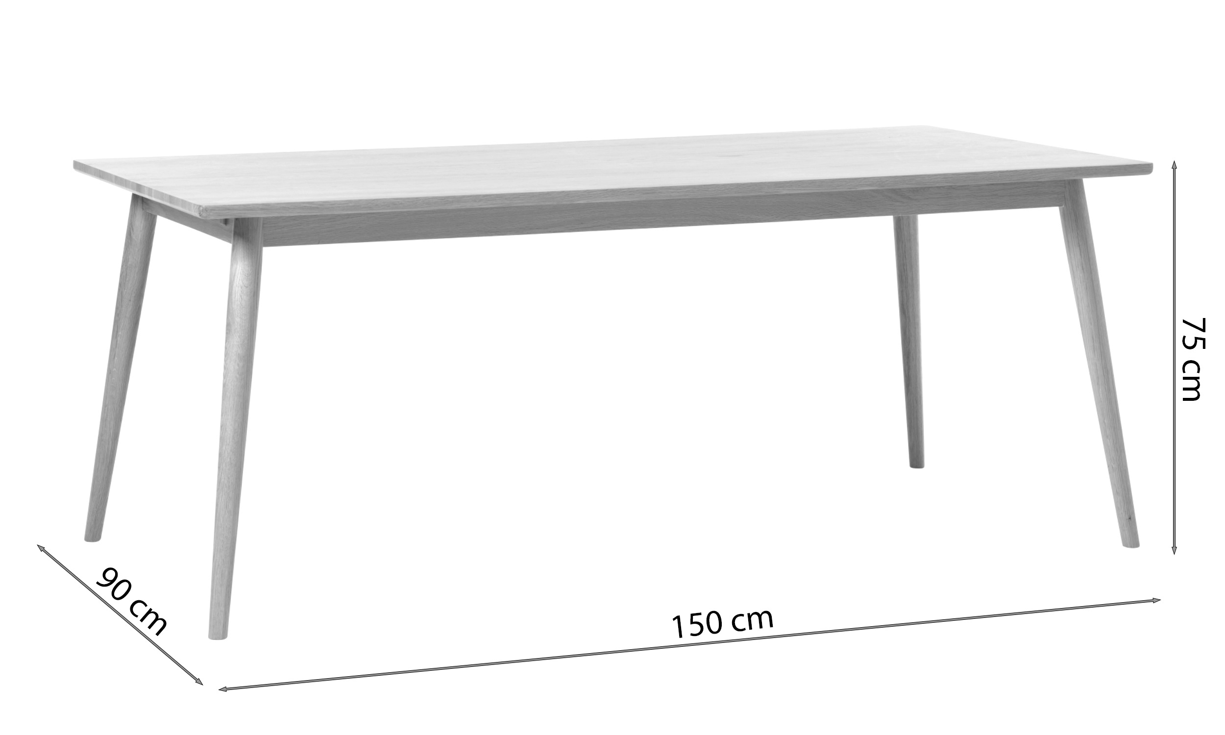 Table à manger Visimmy 90x150 cm chêne fumé