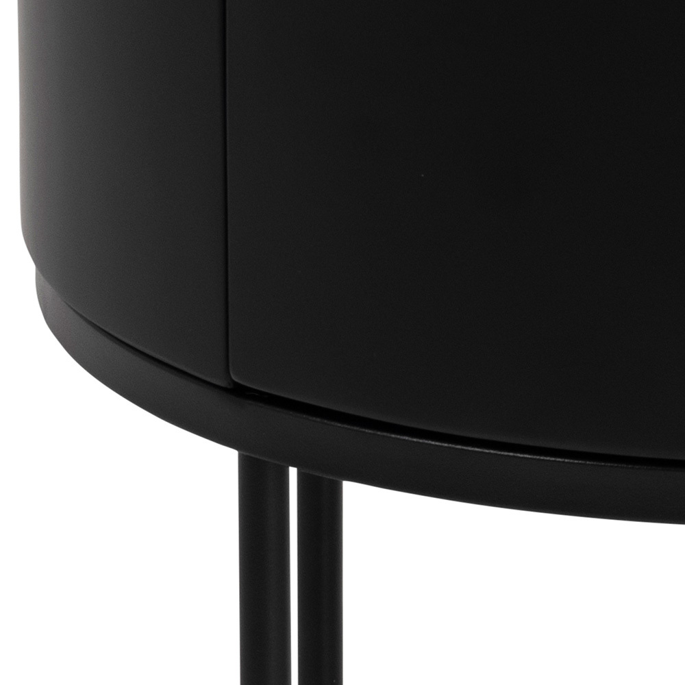 POERAVA Table de chevet ronde noir avec tiroir