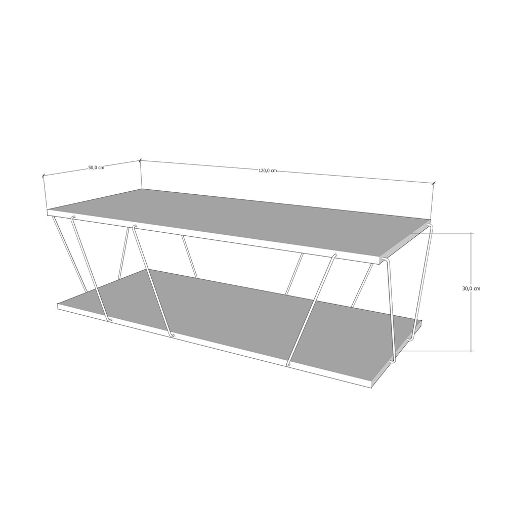 Table basse Labna avec étagère, 50x120 cm, noir