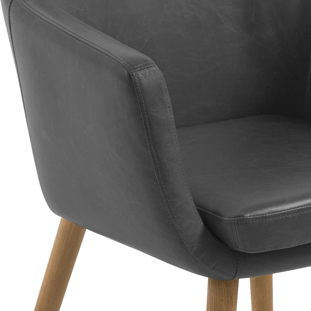 MARCELIO Chaise tapissée similicuir gris / pieds bois
