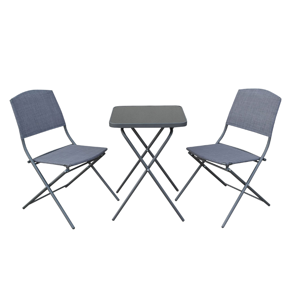 DOLORE Ensemble de jardin pliable table et 2 chaises