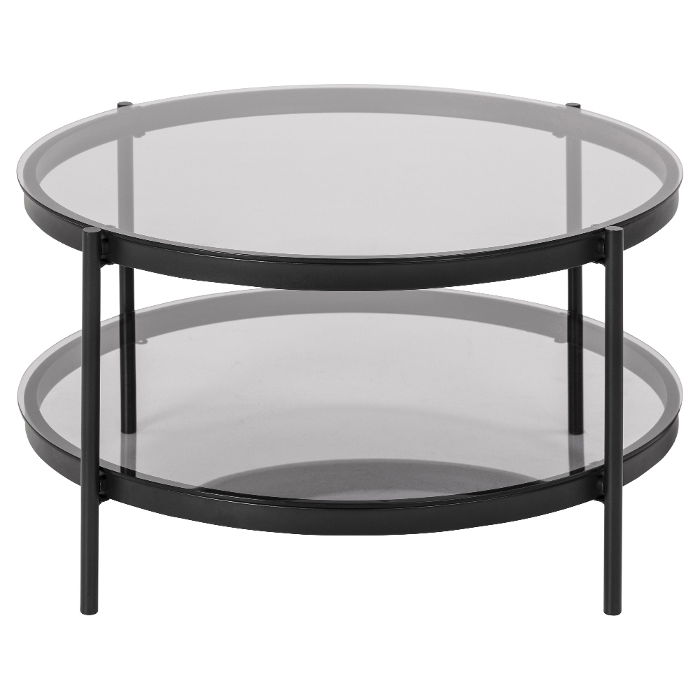 AYKAL Table basse ronde diamètre 79 cm verre fumé