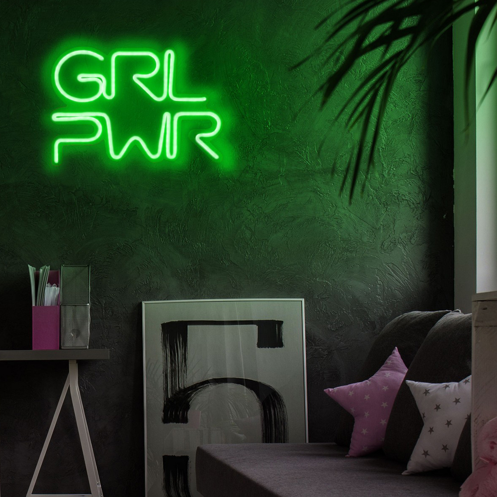 LETELY Enseigne au néon sur le mur avec inscription Girl Power vert
