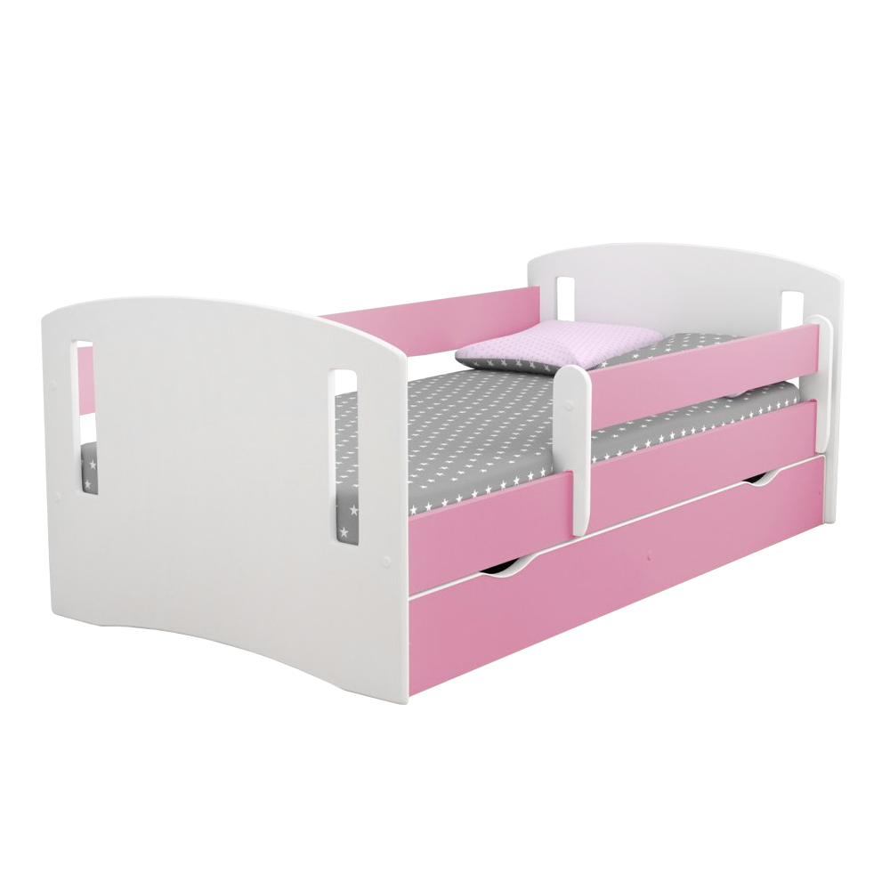 Mirret Lit Enfant Avec Barriere De Securite Blanc Rose Selsey