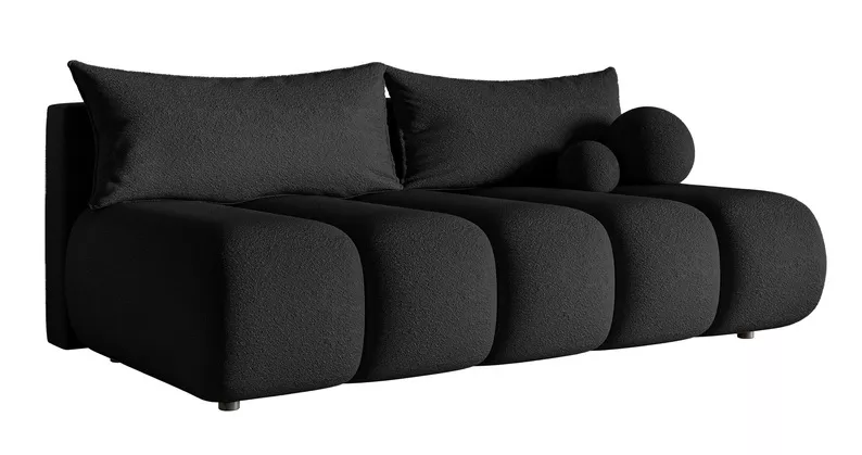 Kanapa trzyosobowa Dandelino Mini z funkcją spania czarna boucle