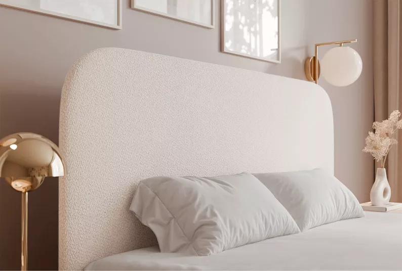 Łóżko tapicerowane 140x200 cm Sonvivo z pojemnikiem na pościel kremowe szenil stelaż metalowy