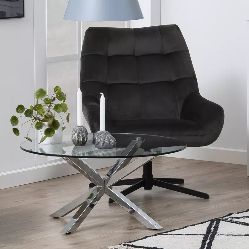 KARDEMA Table basse en verre diamètre 82 cm