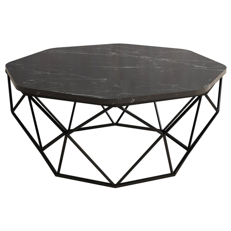 KHUN Table basse ronde en noir diamètre 90 cm