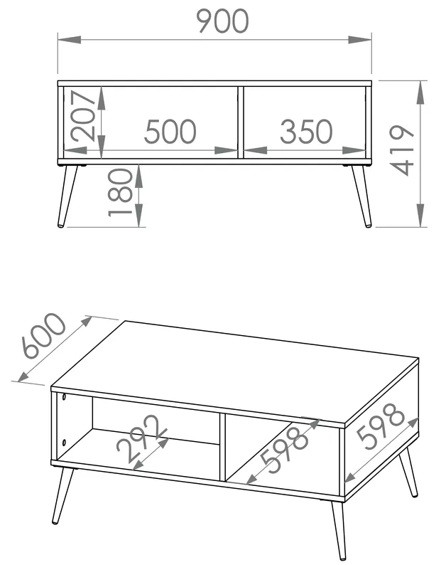 Ława kawowa Selgin 60x90 cm szary beż ze złotymi nogami