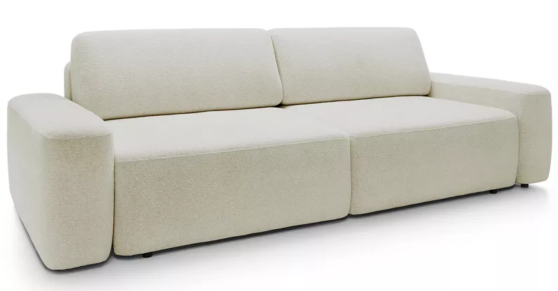 Kanapa rozkładana trzyosobowa Baleo z pojemnikiem kremowa szenil