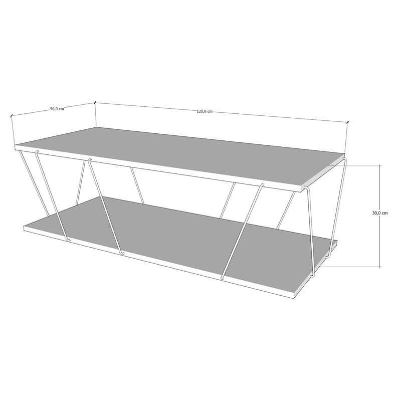 DALIM Table basse moderne noir / pin 120x50 cm
