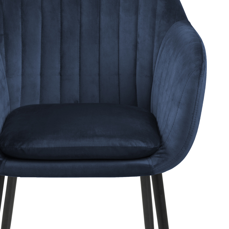 ELIDI Chaise rembourrée velours bleu marine pieds métal