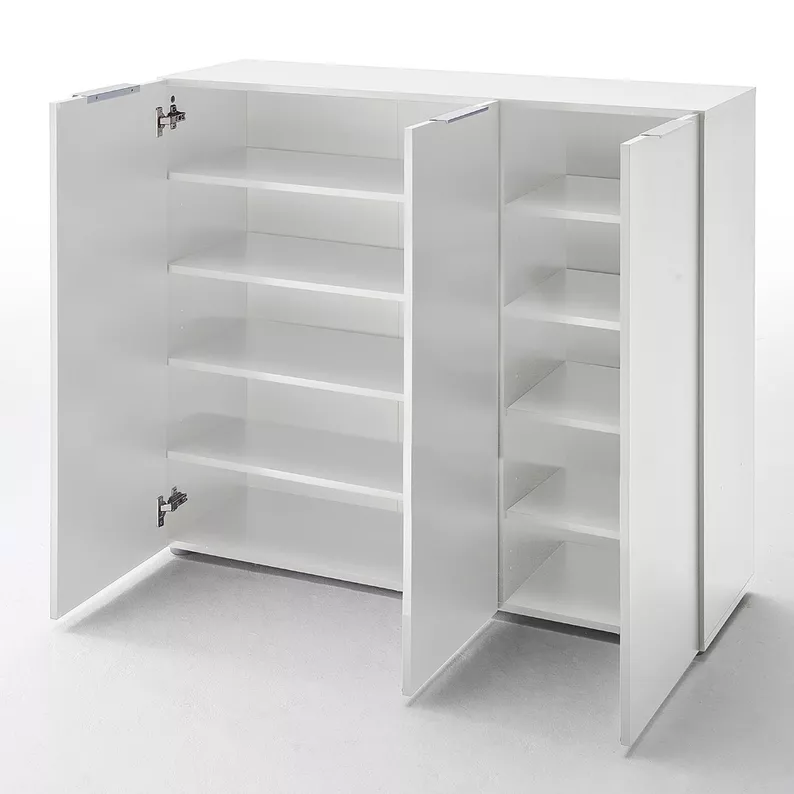Commode Valentinim à trois portes en blanc brillant