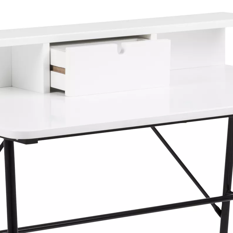 BROVA Bureau blanc avec pieds noirs